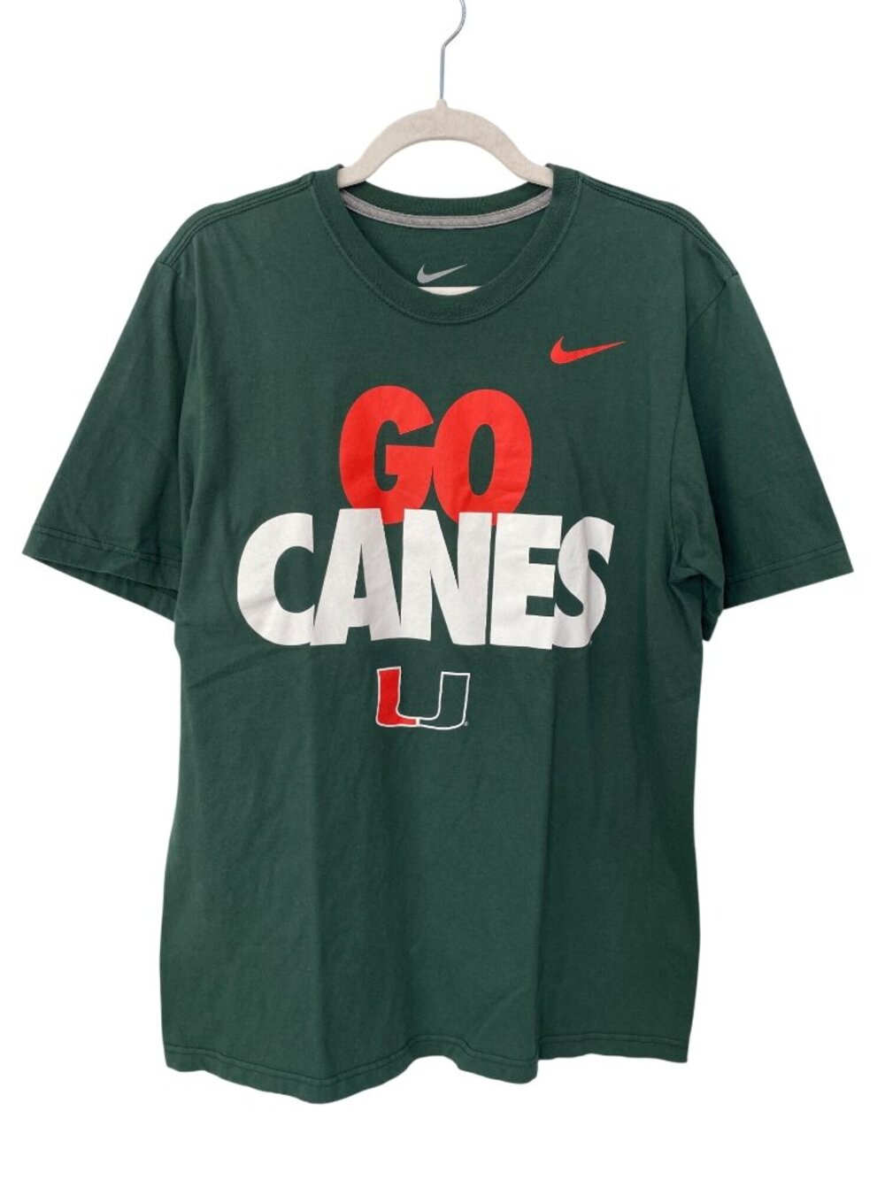Nike Graphic Tee Large Go Canes Miami Hurricanes Crewneck Regular Fit Sporty